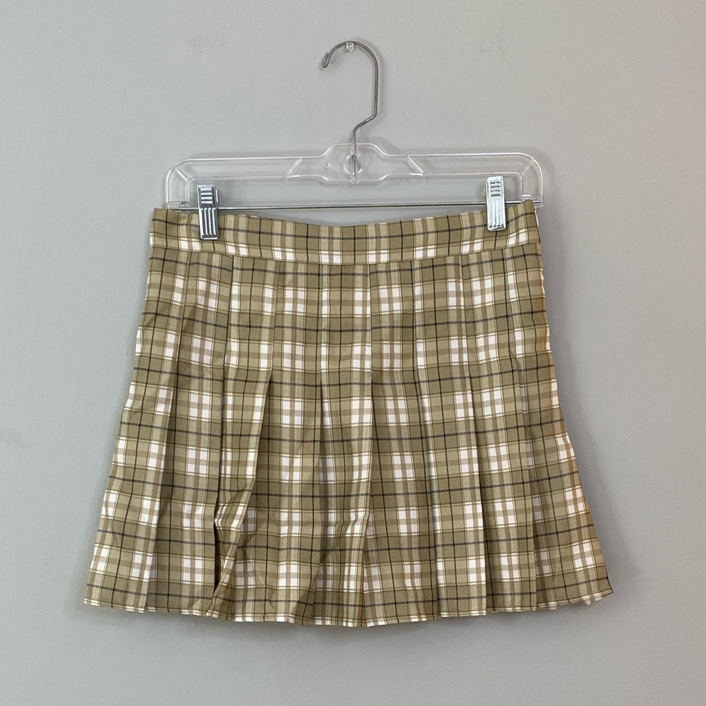 Green Plaid Pleated Mini Skirt Size S NWT